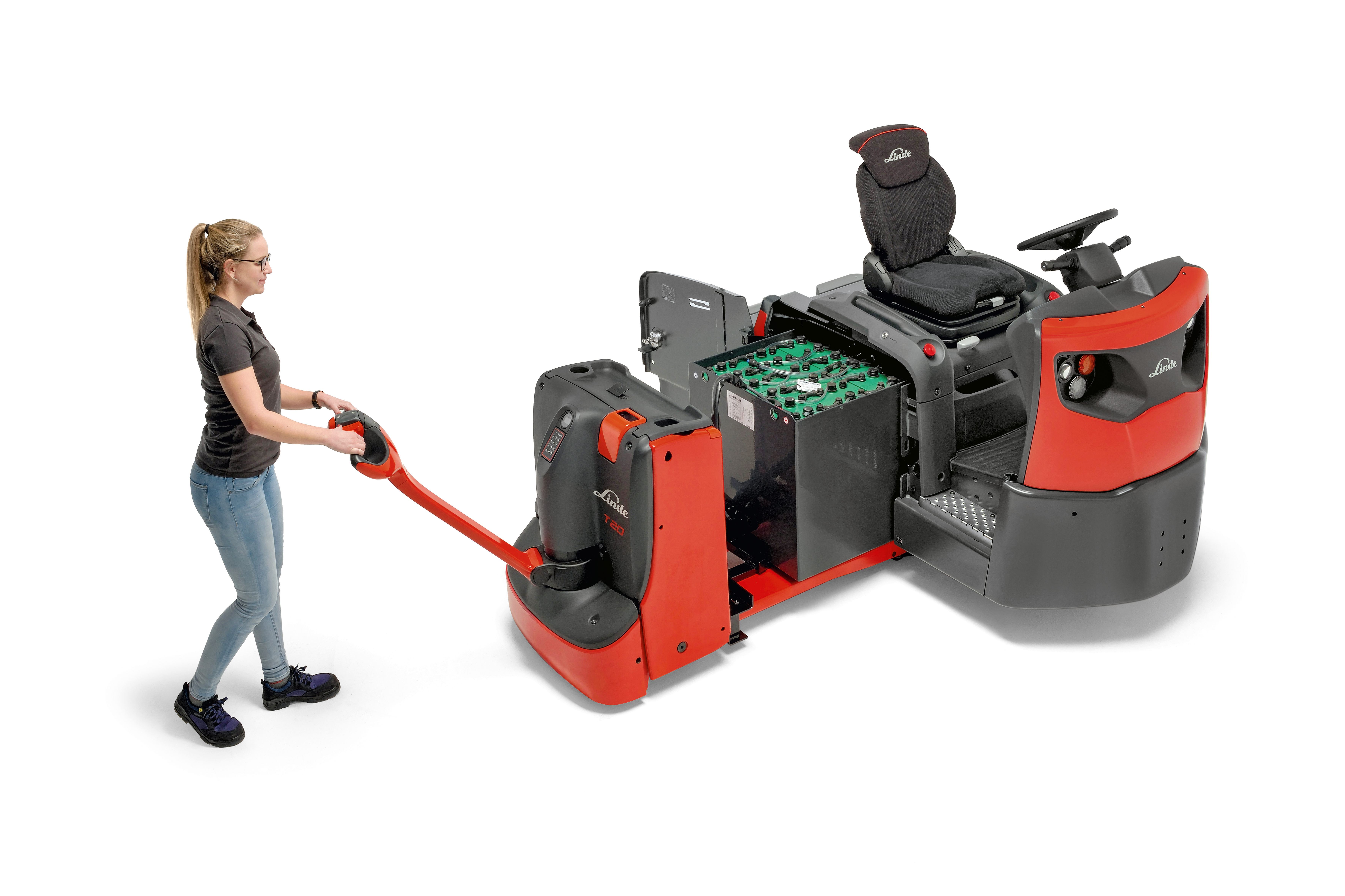 Batterijwissel van de Linde P80 trekker