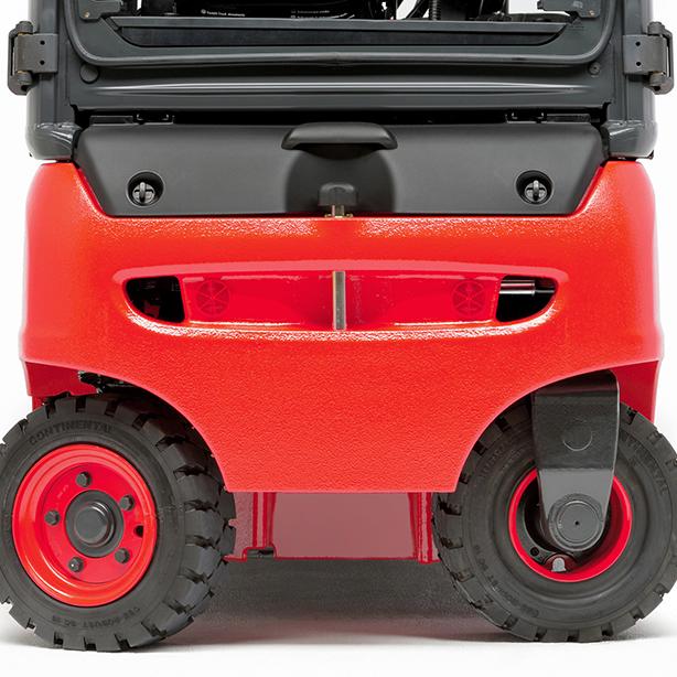 E16 elektrische Linde heftruck draaicirkel combi achteras