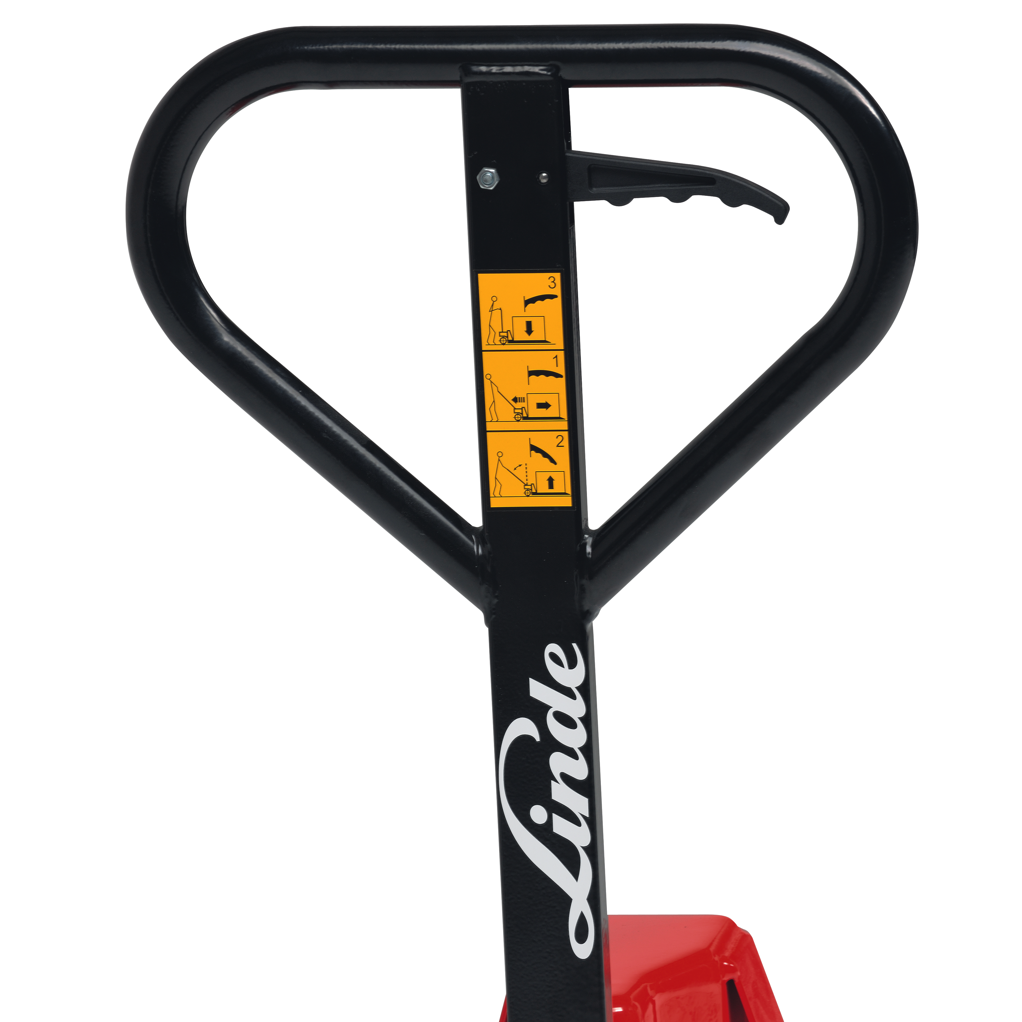 Linde M10 X detailbeeld handvat schaarpallettruck
