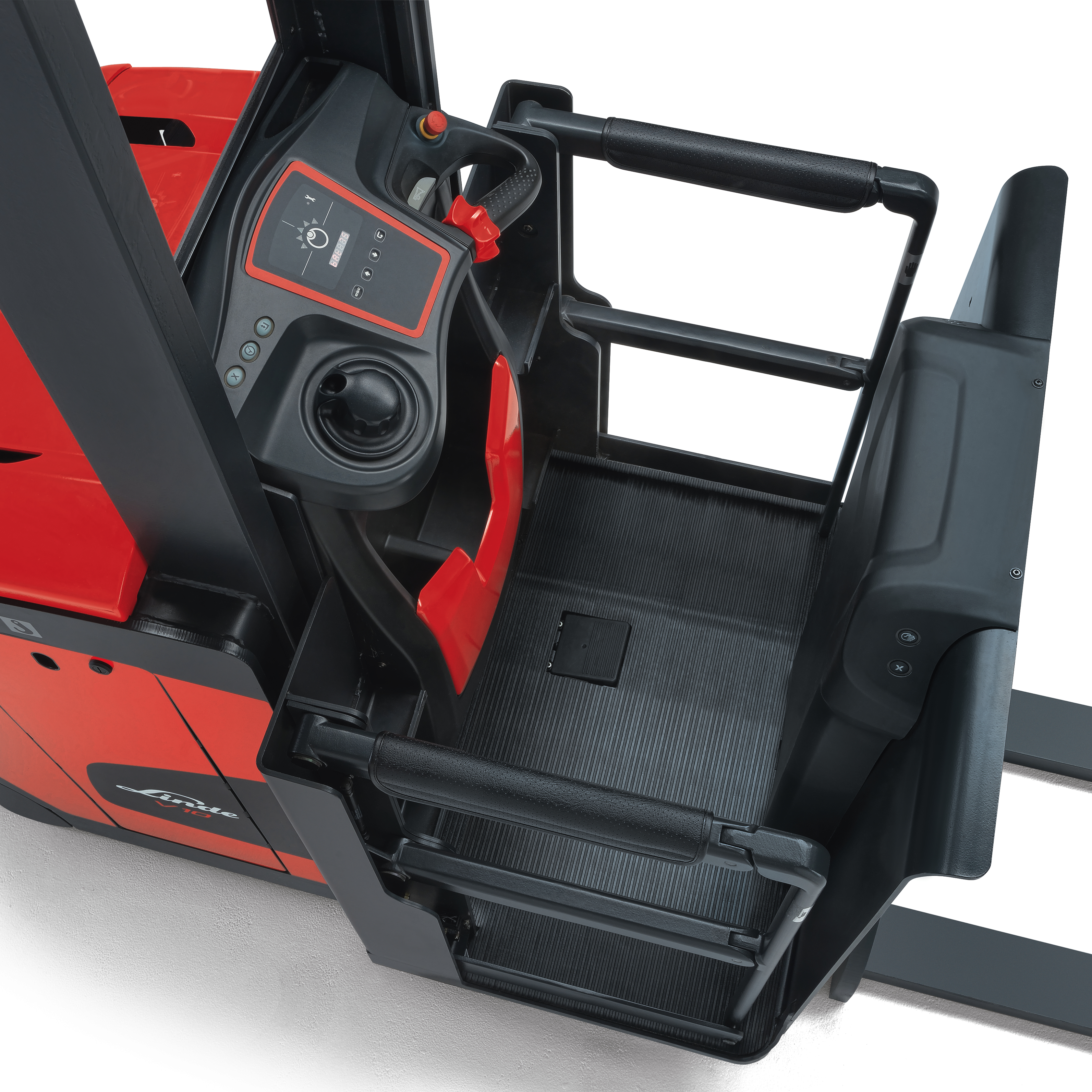Linde V10 orderpicker bestuurderscompartiment bediening