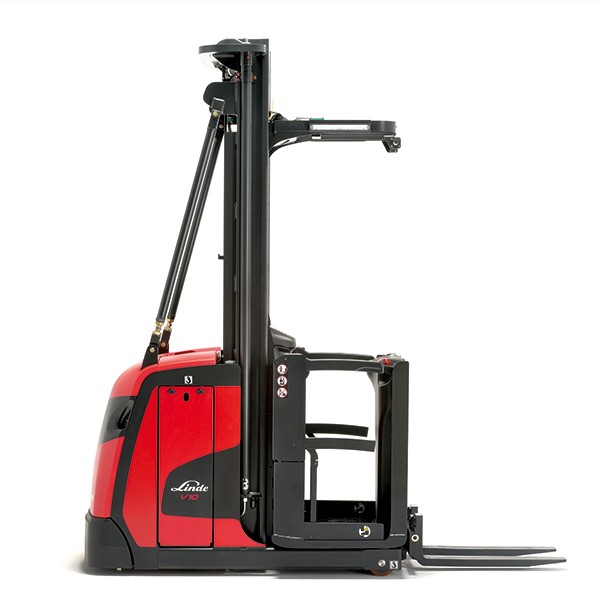Linde V10 orderpicker vrijstaand zijaanzicht