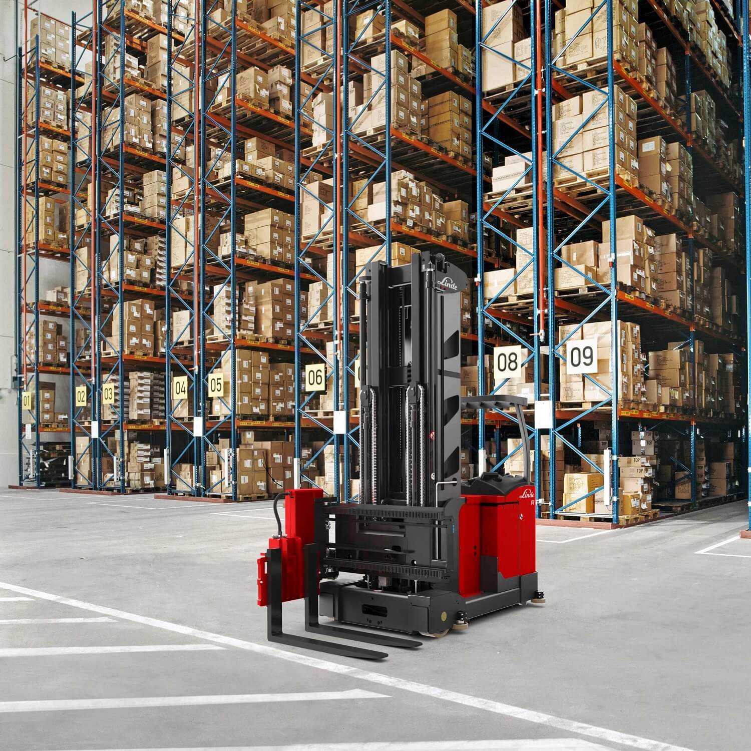 Linde smallegangentruck A vrijstaand magazijn