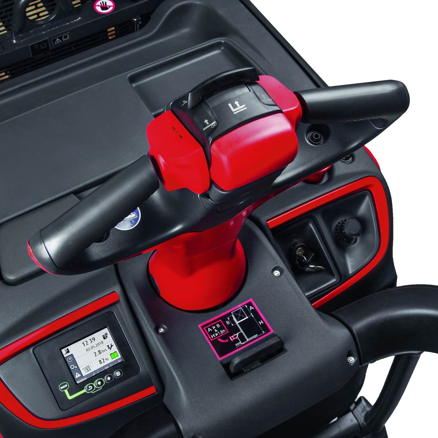 Linde stapelaar D12 D14 AP bovenaanzicht besturing