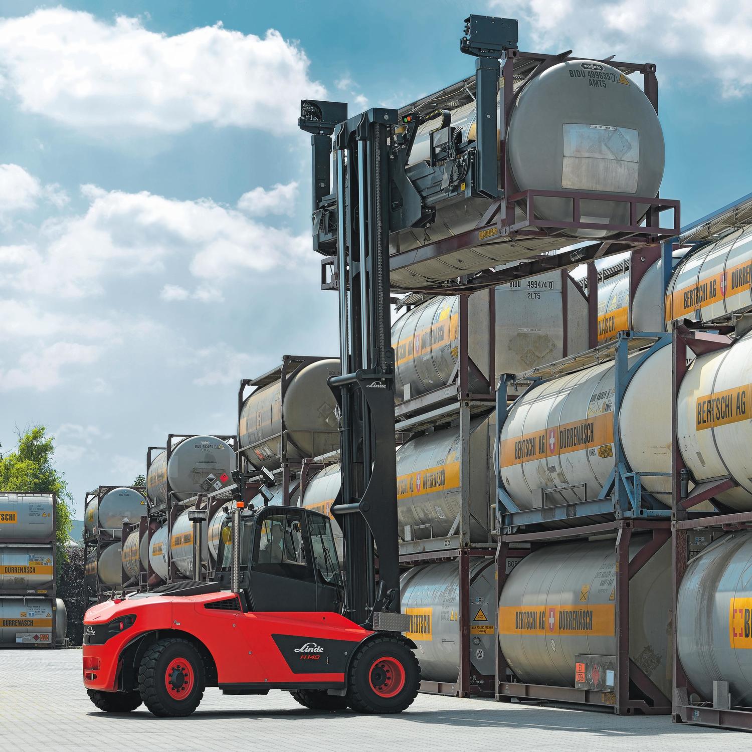 Linde thermische IC heftruck H100 H180 D stapelen transport tank