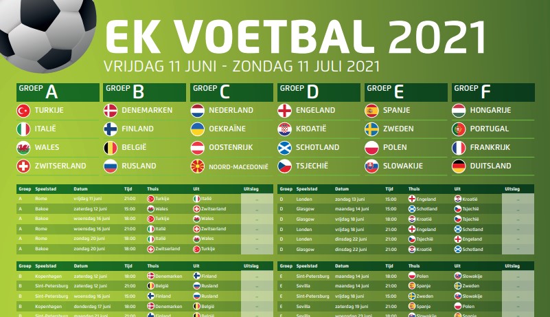 EK voetbal 2021 wedstrijdschema - Motrac